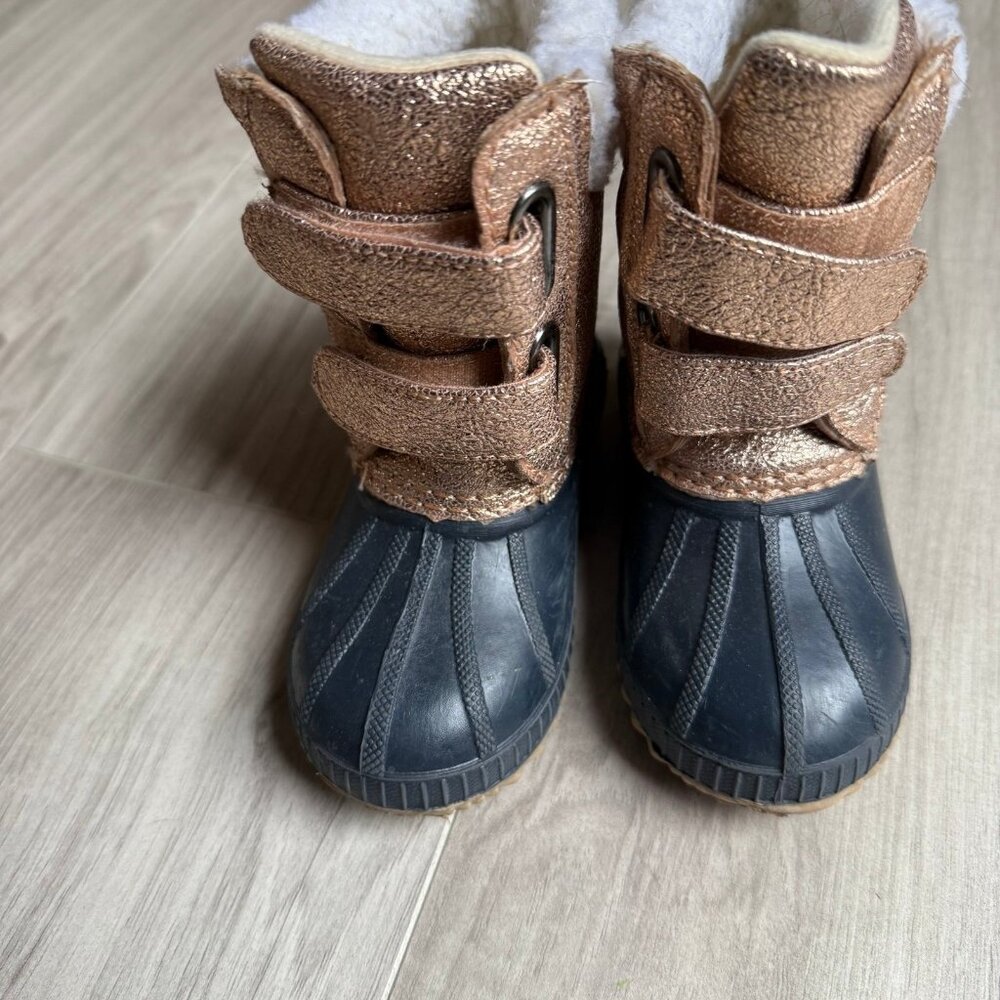Gap Sherpa Snow Thinsulate Kids Duck Boots 7/8 Insulated Rose Gold